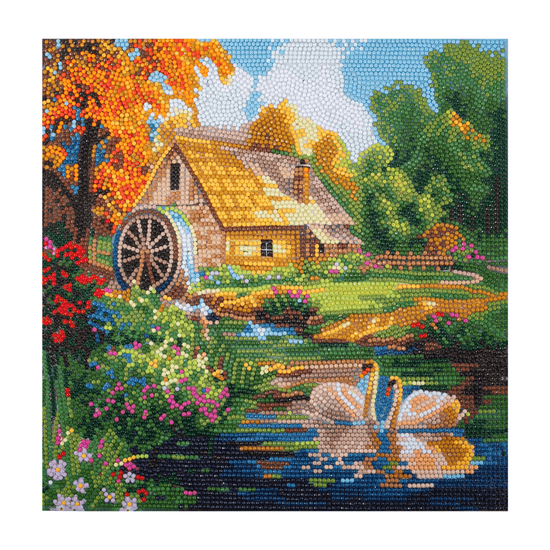 Load image into Gallery viewer, “Enchanting Water Mill” Crystal Art Canvas 30x30cm
