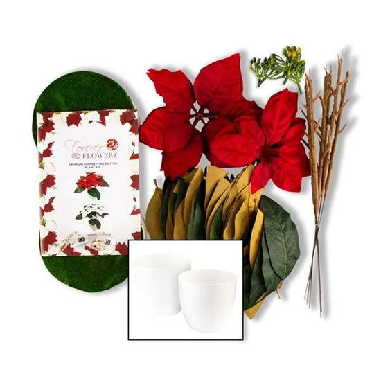 Forever Flowerz Poinsettia Plant Pot Kit