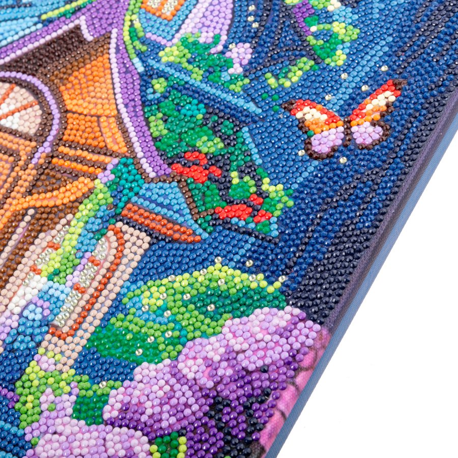 Fantasy House 40x50 Crystal Art canvas kit closeup