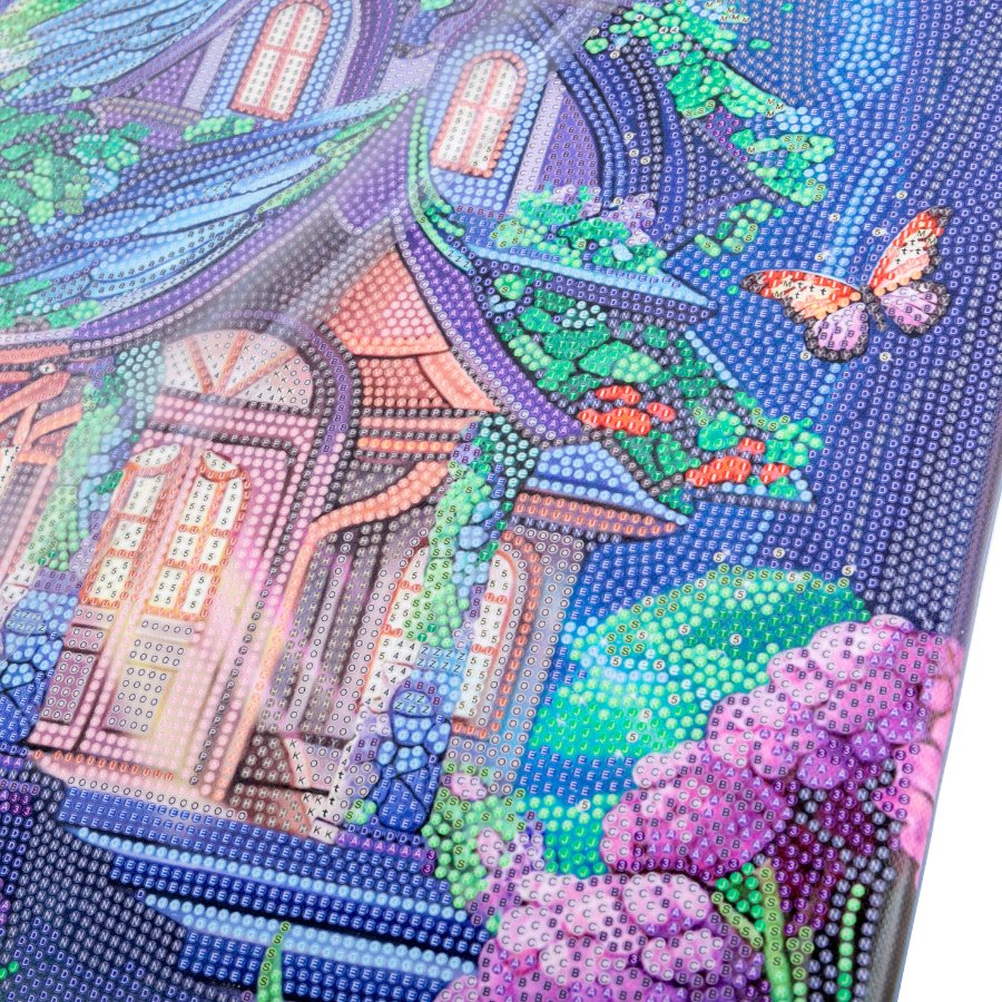 Fantasy House 40x50 Crystal Art canvas kit closeup4