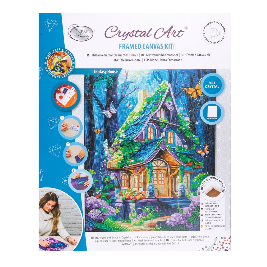 Fantasy House 40x50 Crystal Art canvas kit pack front