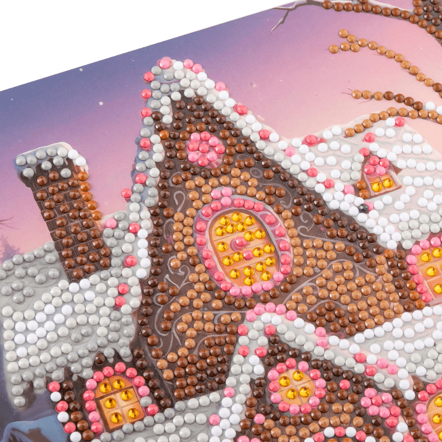 Festive Gingerbread Crystal Art Card 18x18 gems
