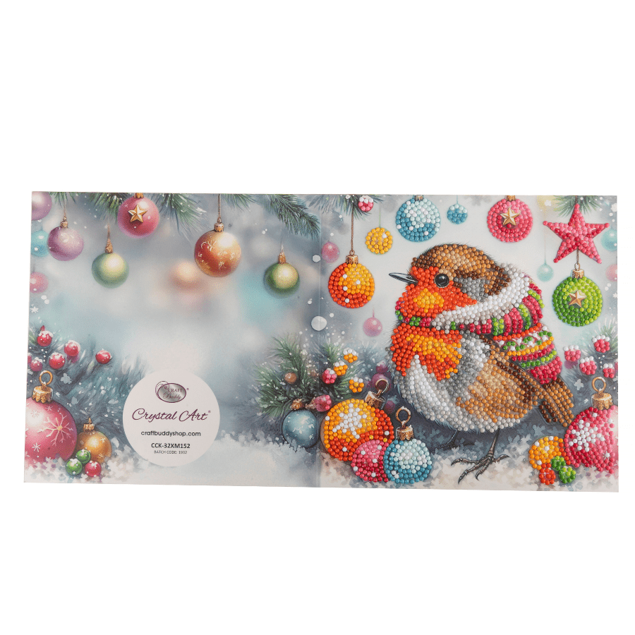 Festive Robin Crystal Art Card 18x18 card