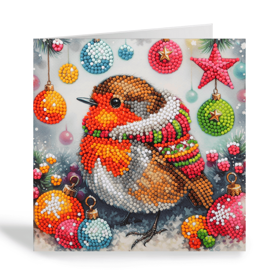 Festive Robin Crystal Art Card 18x18 complete23