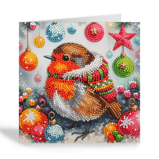 Festive Robin Crystal Art Card 18x18 complete23