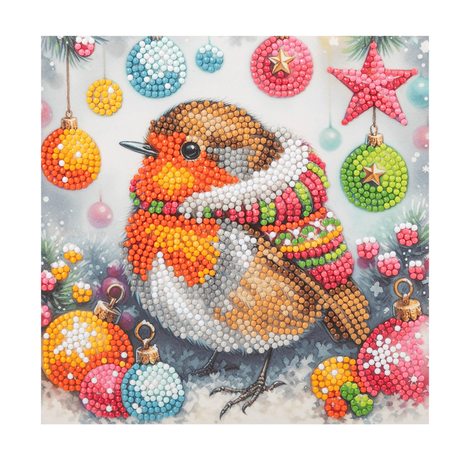 Festive Robin Crystal Art Card 18x18 design