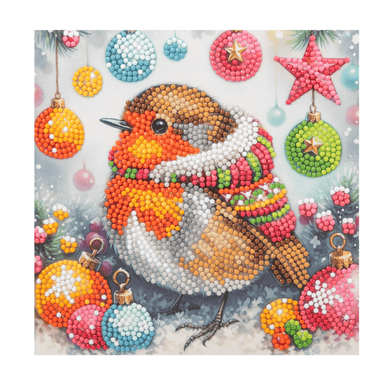 Festive Robin Crystal Art Card 18x18 design