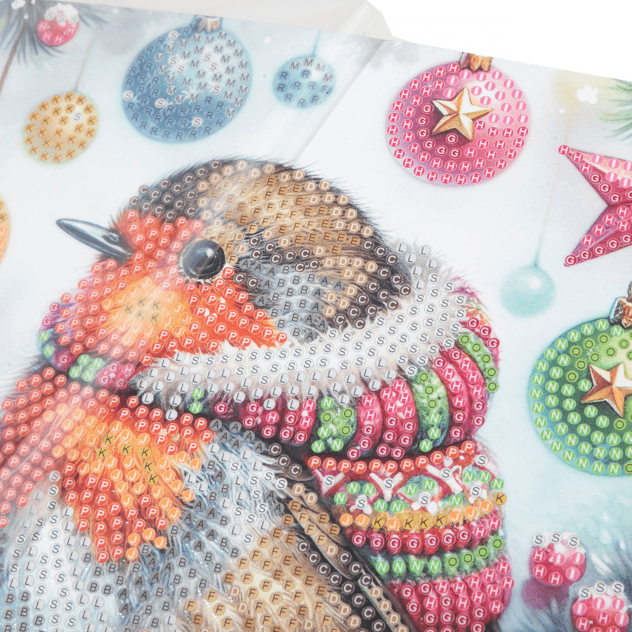 Festive Robin Crystal Art Card 18x18 template