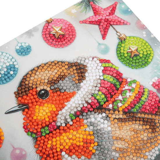 Festive Robin Crystal Art Card 18x18 gems