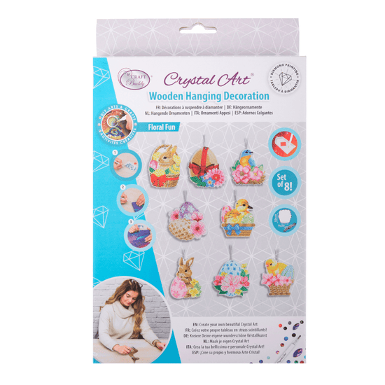 Load image into Gallery viewer, Floral Fun Crystal Art Easter Hanging Decoration Set 2
