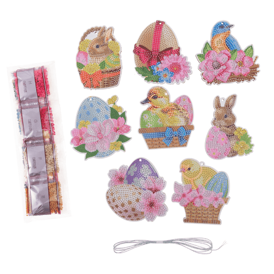 Load image into Gallery viewer, Floral Fun Crystal Art Easter Hanging Decoration Set 3
