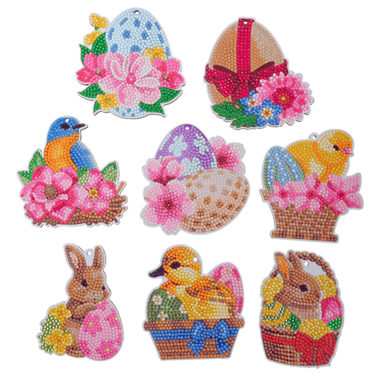 Load image into Gallery viewer, Floral Fun Crystal Art Easter Hanging Decoration Set 9
