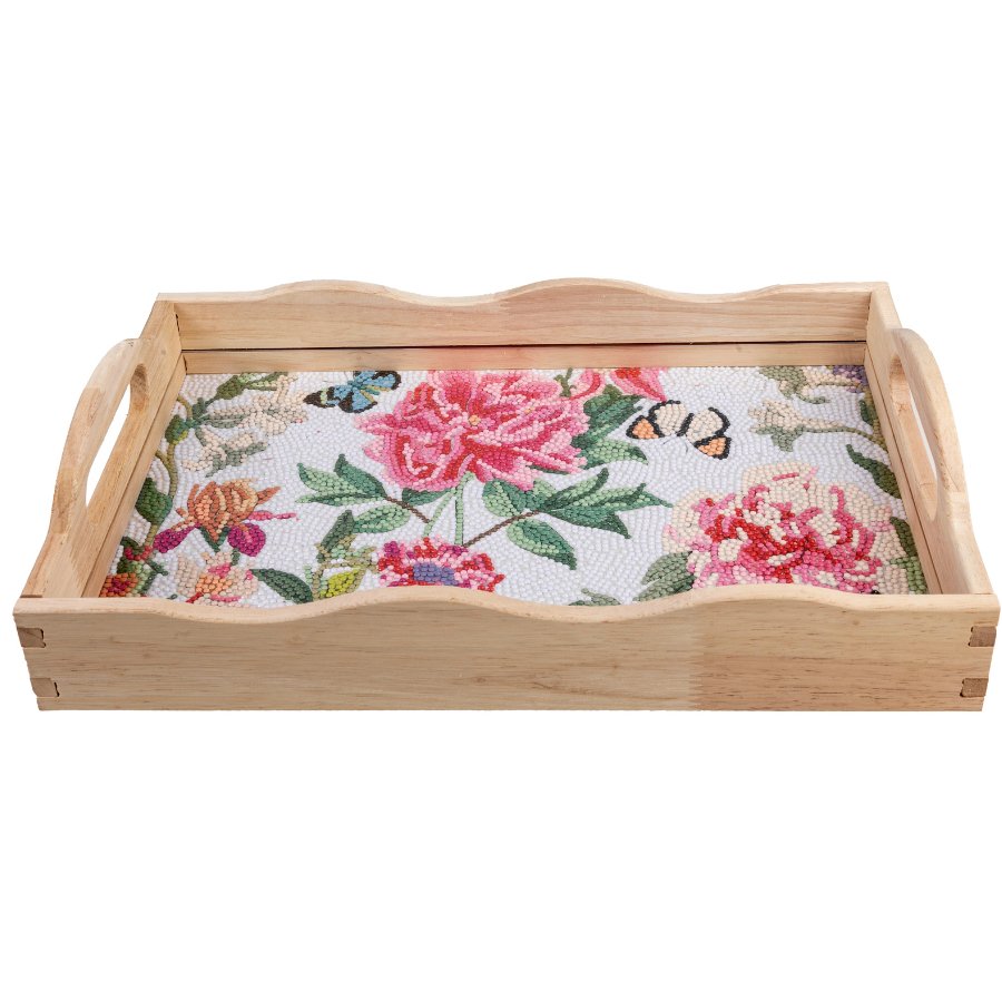 "Floral" Crystal Art MDF Tray - 35cm x 25cm