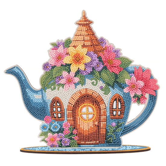 Flower Teapot Crystal Art Wooden Decoration Kit front