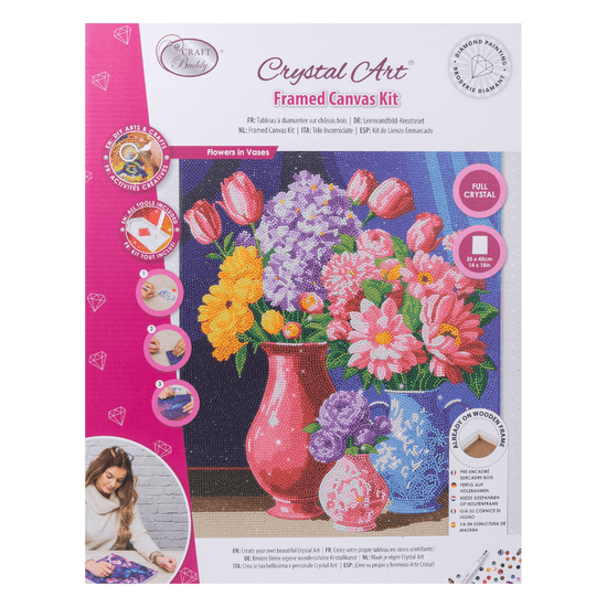 Load image into Gallery viewer, &amp;quot;Floral Set&amp;quot; Crystal Art Canvas Kit 35cmx45cm Set of 2
