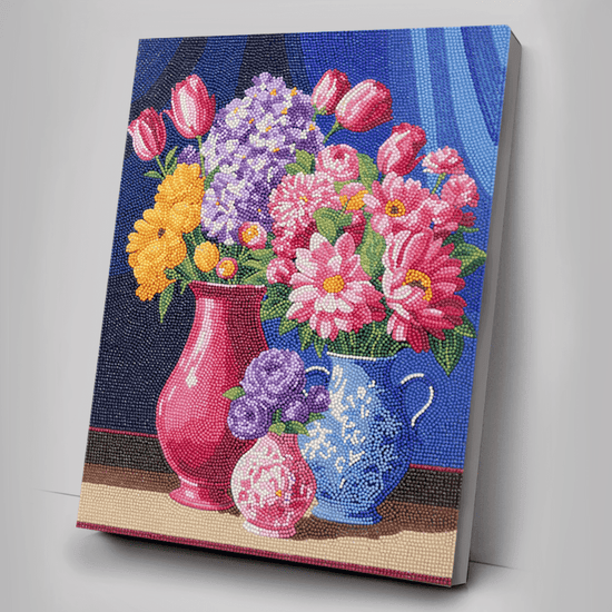 Load image into Gallery viewer, &amp;quot;Floral Set&amp;quot; Crystal Art Canvas Kit 35cmx45cm Set of 2
