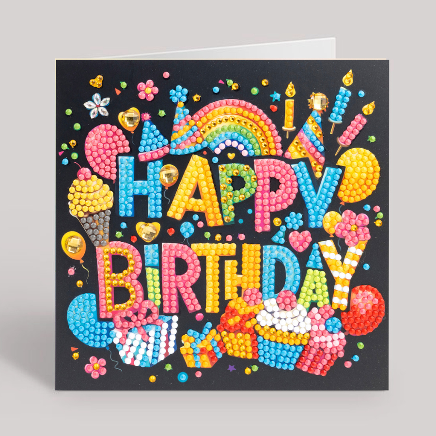 Happy Birthday Crystal Art Card Kit 15x15  8