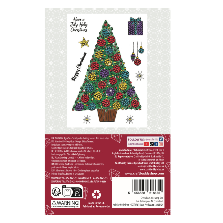 Holiday Holly Tree Crystal Art A6 Stamp Set 1