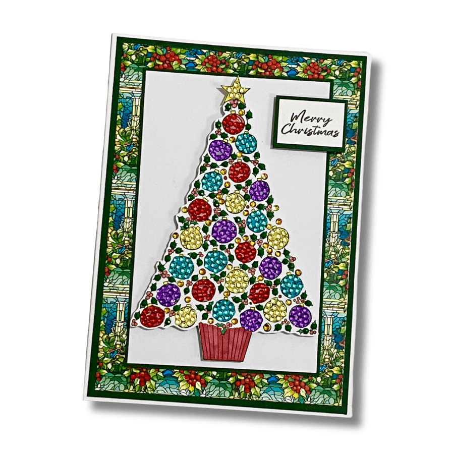 Holiday Holly Tree Crystal Art A6 Stamp Set 4