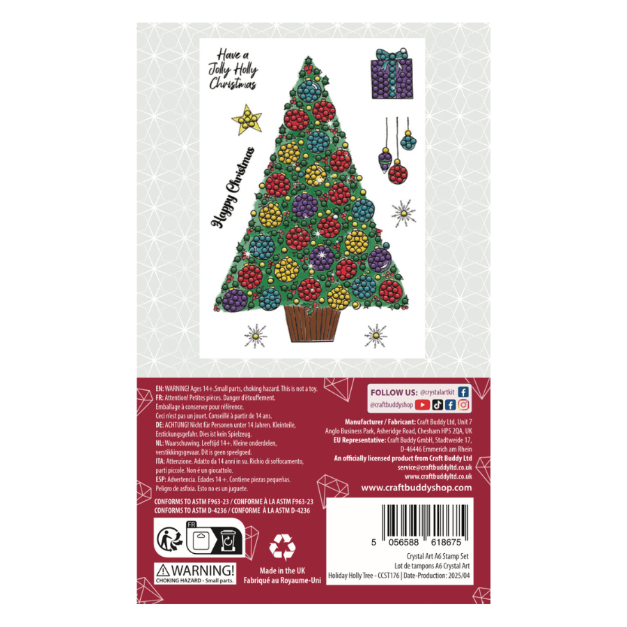 Holiday Holly Tree Crystal Art A6 Stamp Set 5