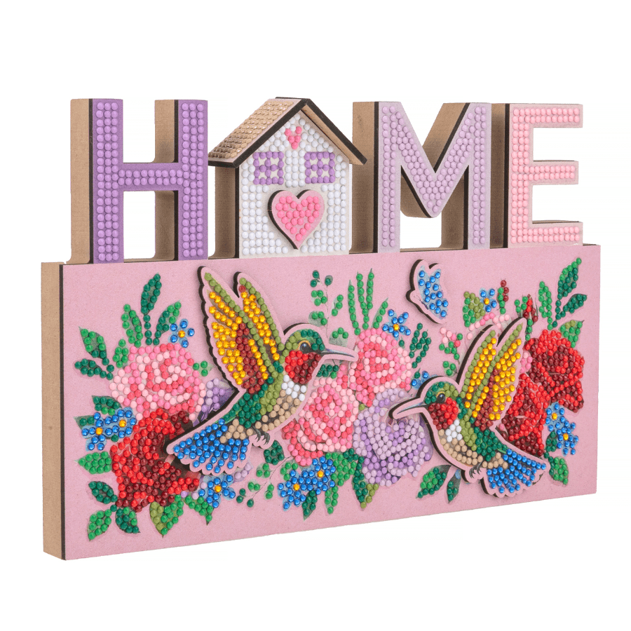 Home Sign Crystal Art Wooden Decoration Kit angle
