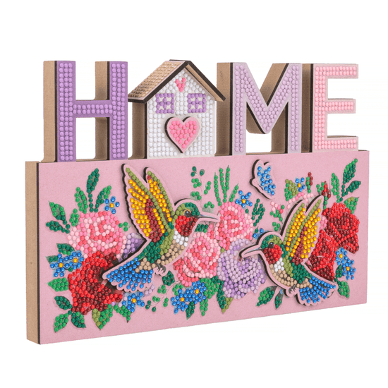 Home Sign Crystal Art Wooden Decoration Kit angle