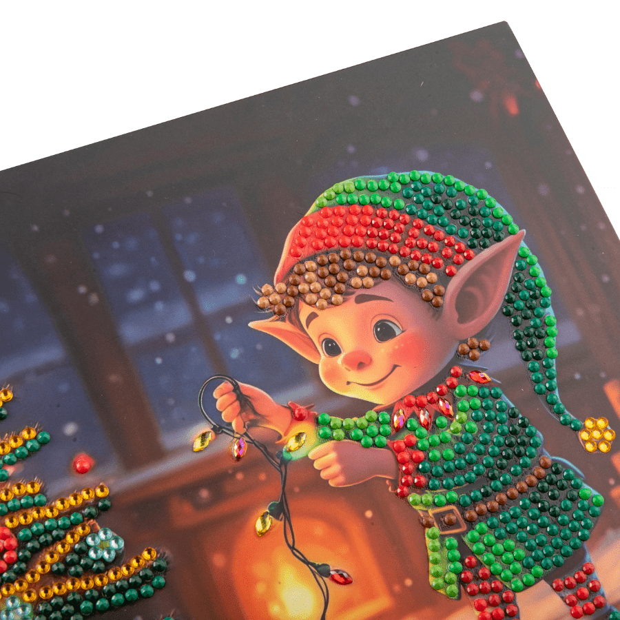 Jolly Elf Crystal Art Card 18x18 gems