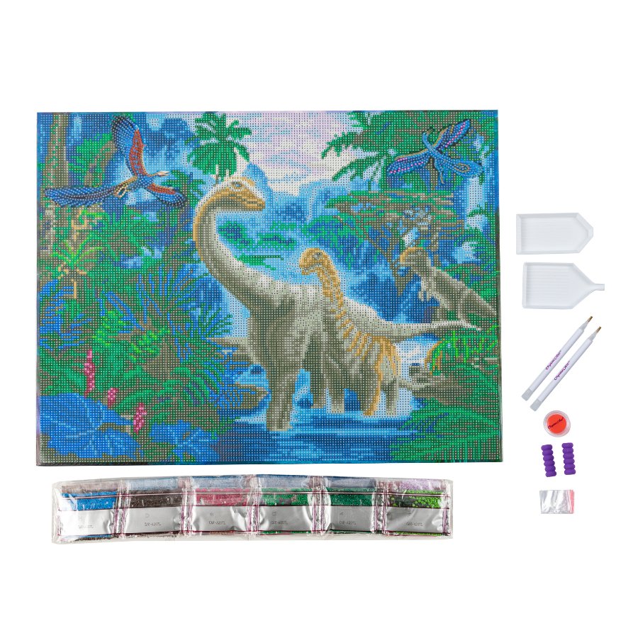 "Jurassic Jungle" Crystal Art Canvas Kit 40cmx50cm