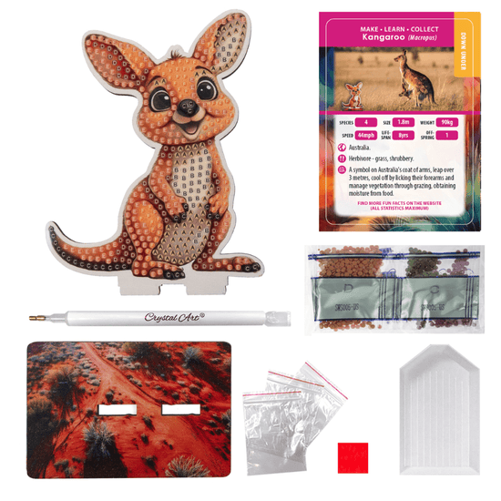 Load image into Gallery viewer, Kangaroo Crystal Art Wildlife Buddies contents
