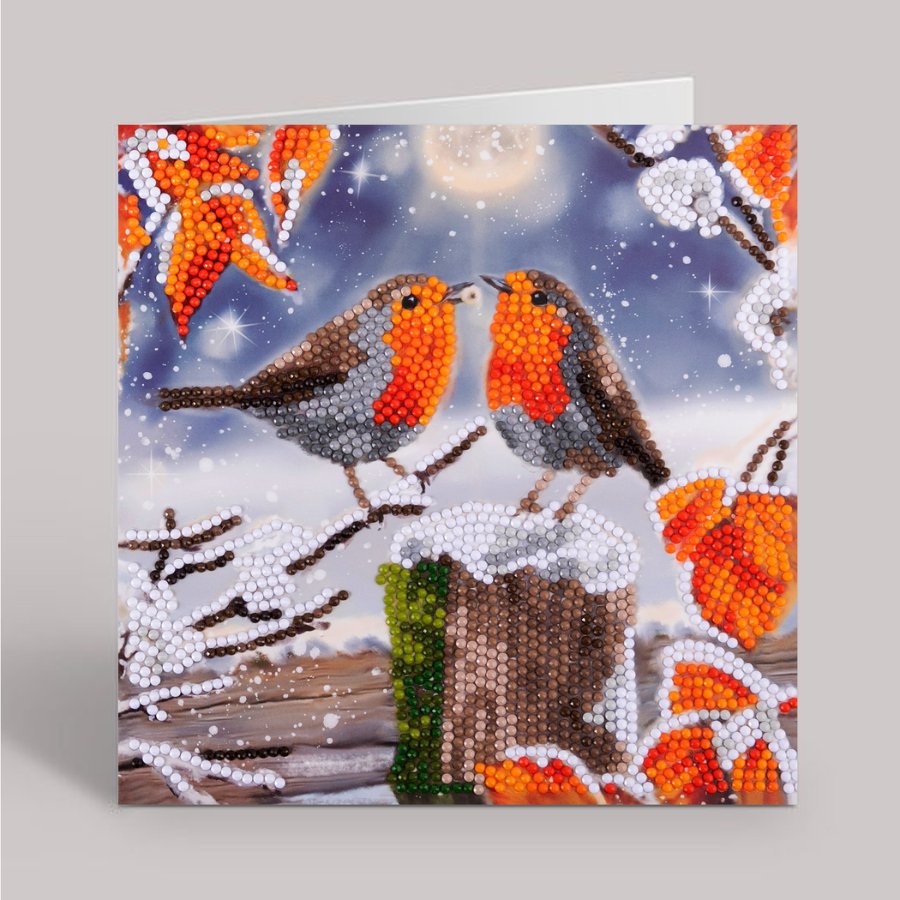 Kissing robins Crystal ArtCard kit-18x18cm 2