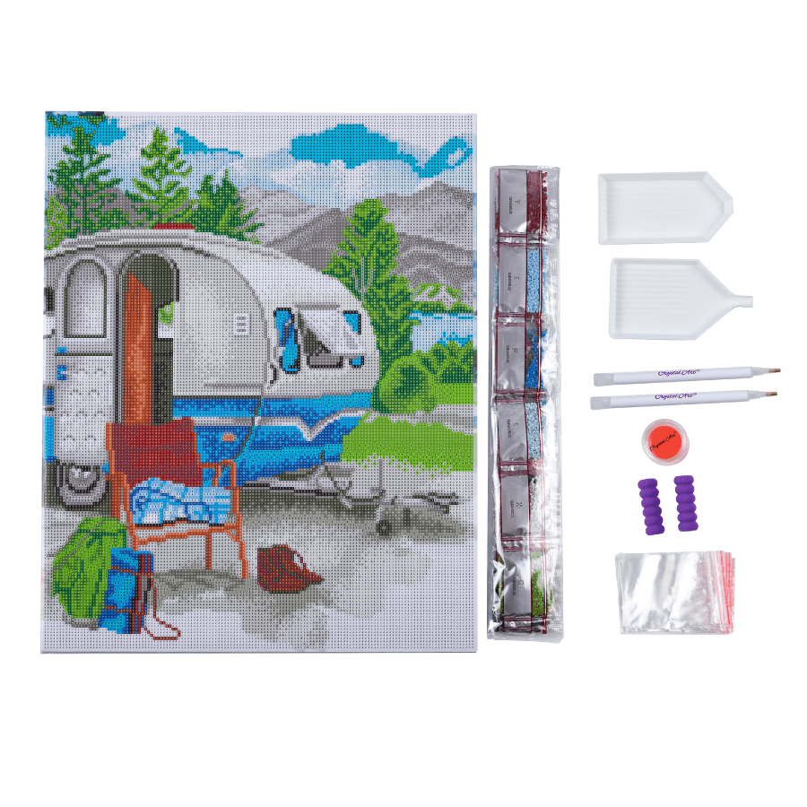 Let's Go Camping Crystal Art Framed Canvas Kit 40x50cm