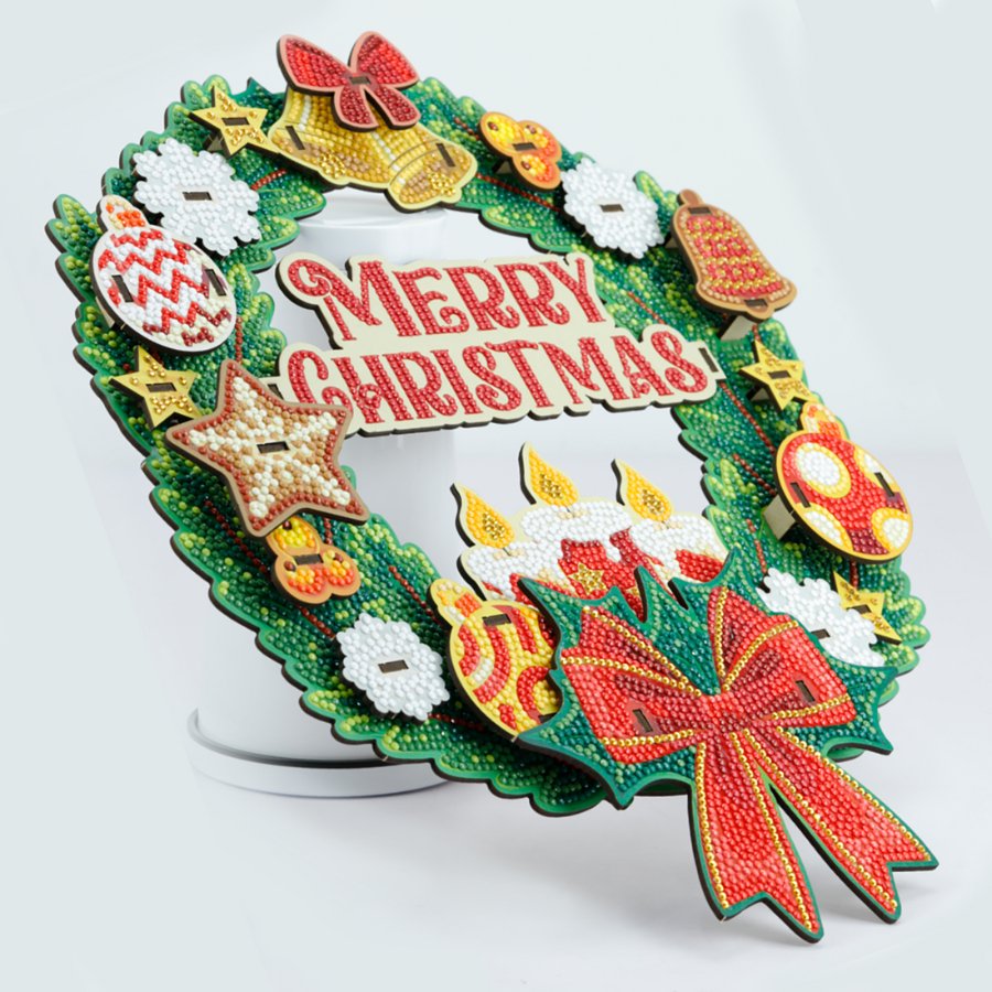 Merry Christmas Crystal Art 3D Wreath Kit 5