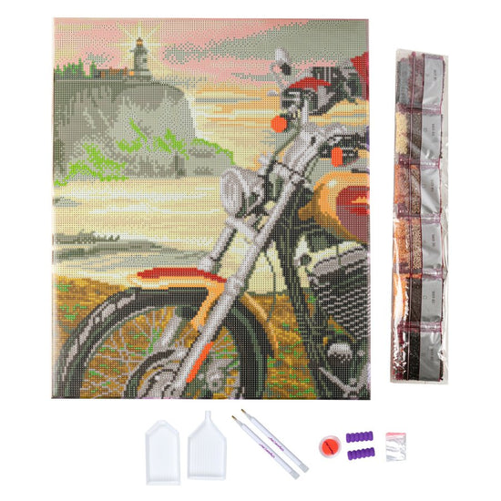 Motorcycle Sunset Crystal Art Canvas Kit 40cmx50cm 7