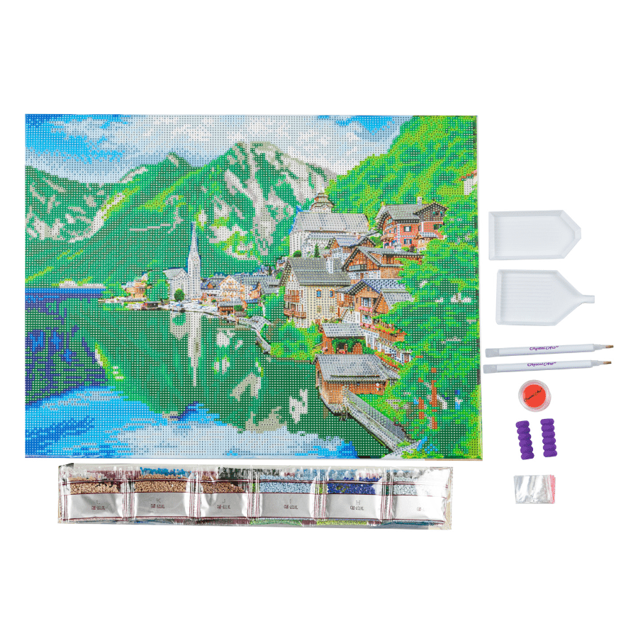 Mountain Village Crystal Art Canvas Kit 40cmx50cm 6