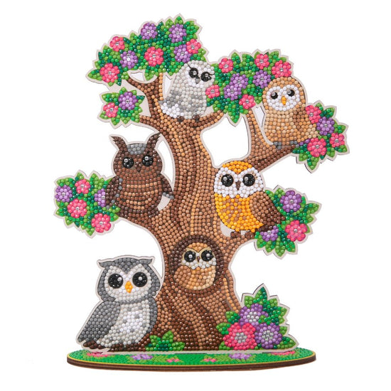 Owl Tree Crystal Art Wooden Decoration 3