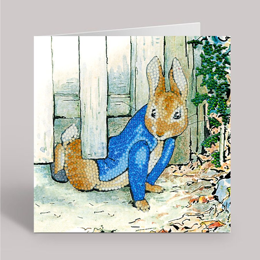 Peter rabbit under the fence Crystal Art-Card