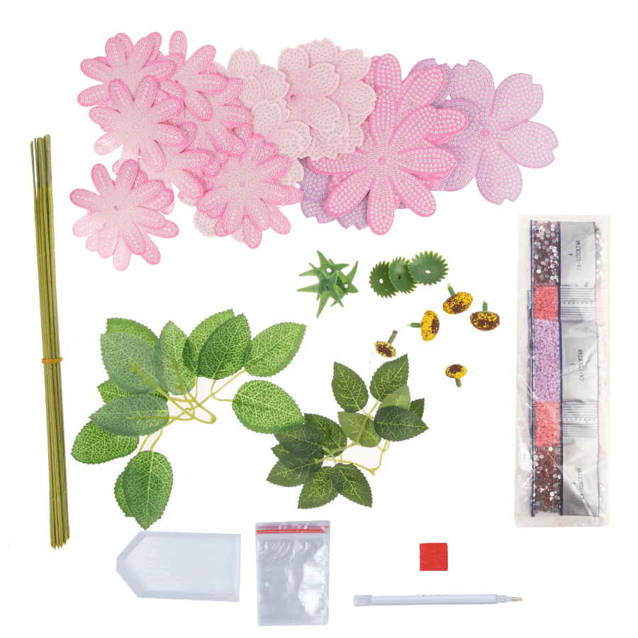 Pink Lilac Crystal Art 3D Flower Kit 2