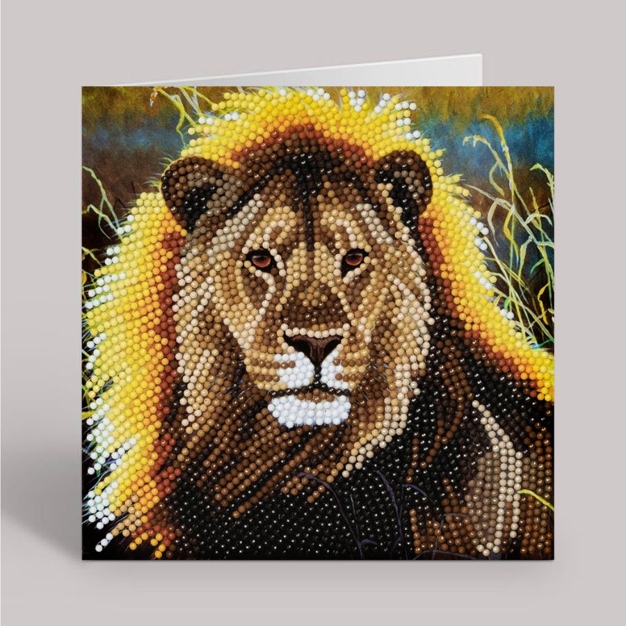 Resting lion Crystal Art Card