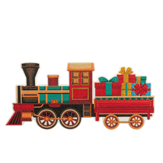 Santa's Train Crystal Art Wooden Decoration Kit
