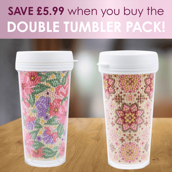 "Floral and Mandala" Crystal Art Cold Drink Tumblers x2