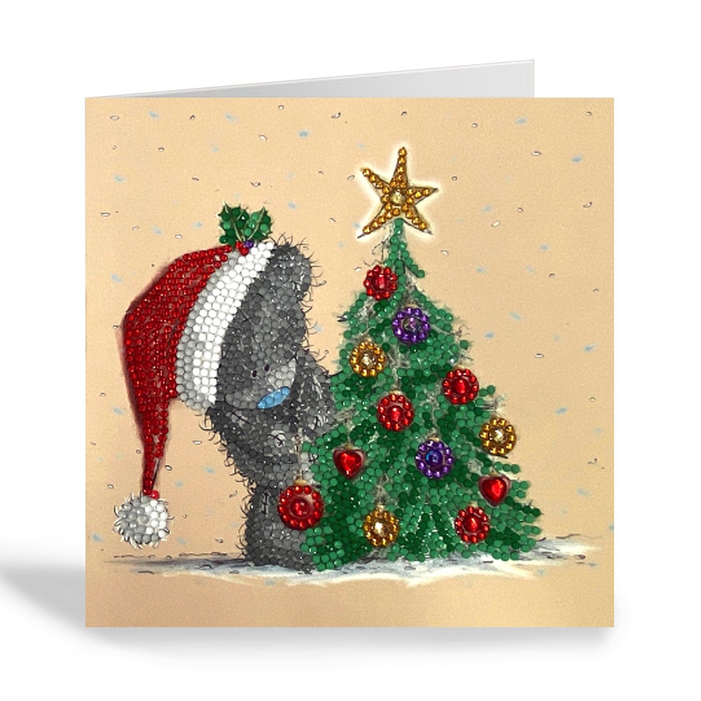 Season Sparkle Tatty Teddy Crystal Art Card white