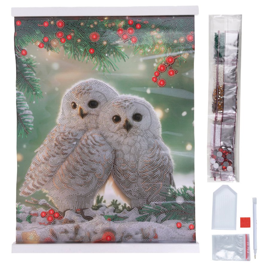 Snowy Owls Sanctuary Crystal Art Scroll-Kit 40x50cm 1