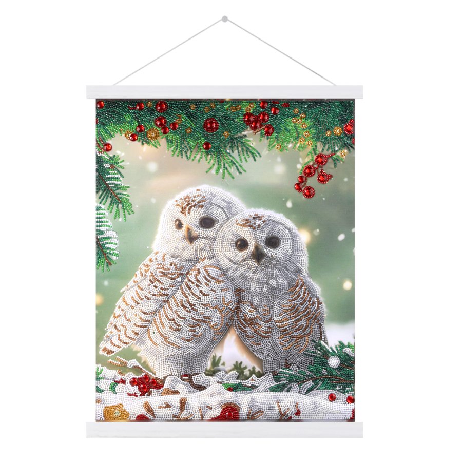 Snowy Owls Sanctuary Crystal Art Scroll-Kit 40x50cm 8