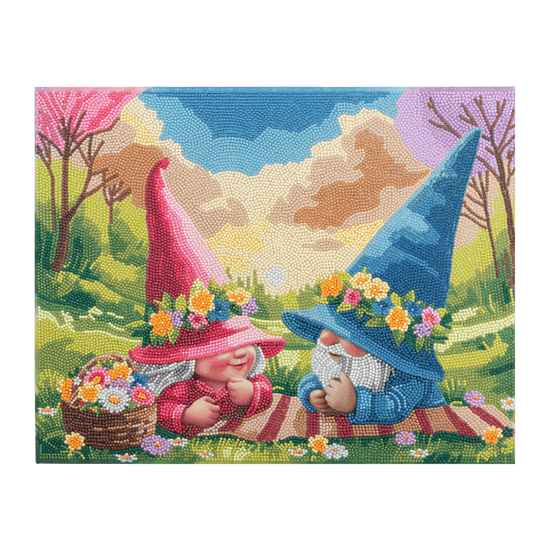 Load image into Gallery viewer, Spring Gnomes Crystal Art Canvas Kit 35x45 image

