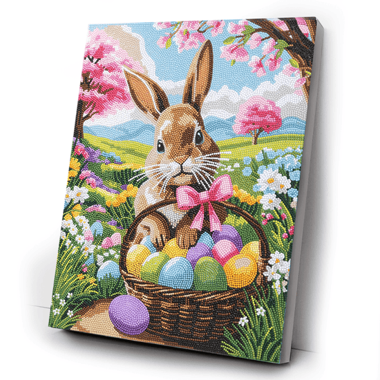 Load image into Gallery viewer, Spring Rabbit Crystal Art Canvas Kit 35x45 white
