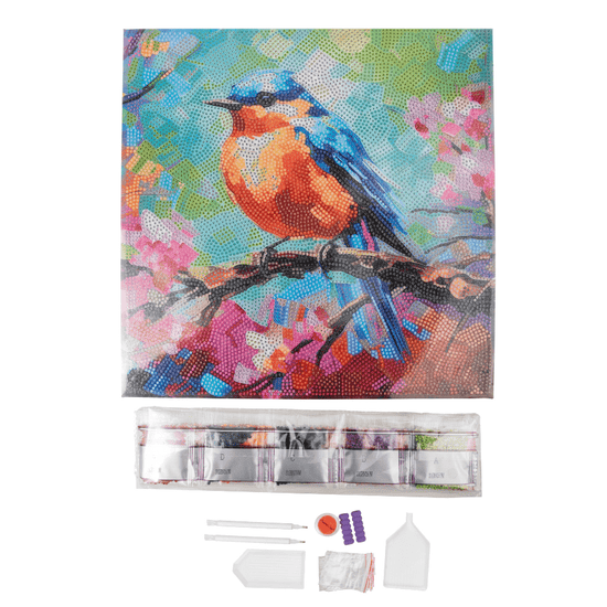 Load image into Gallery viewer, Spring Robin Crystal Art Canvas Kit 30x30 2
