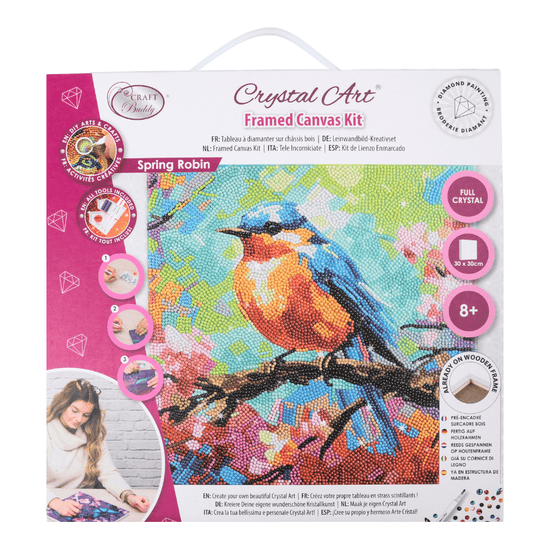 Load image into Gallery viewer, Spring Robin Crystal Art Canvas Kit 30x30 3
