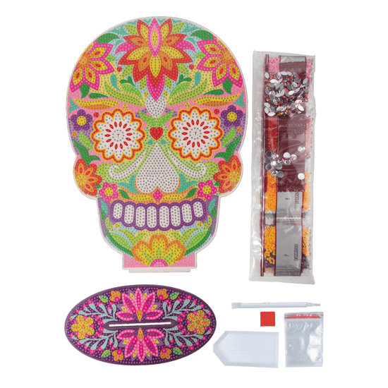 Sugar Skull Crystal Art Wooden Decoration 3