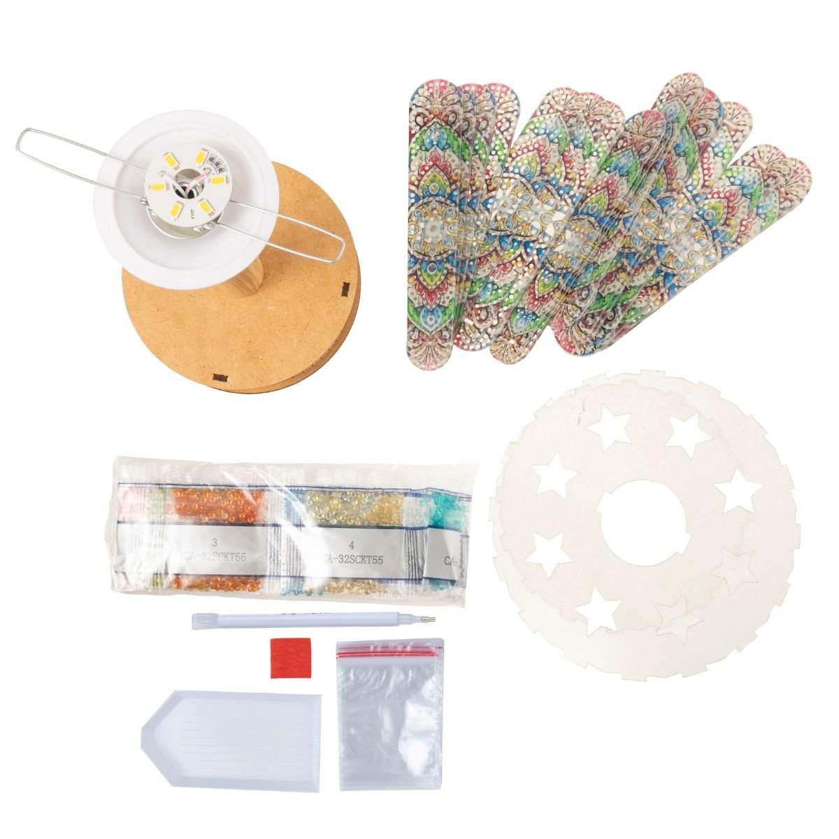 Sunburst mosaic diamond art lamp contents