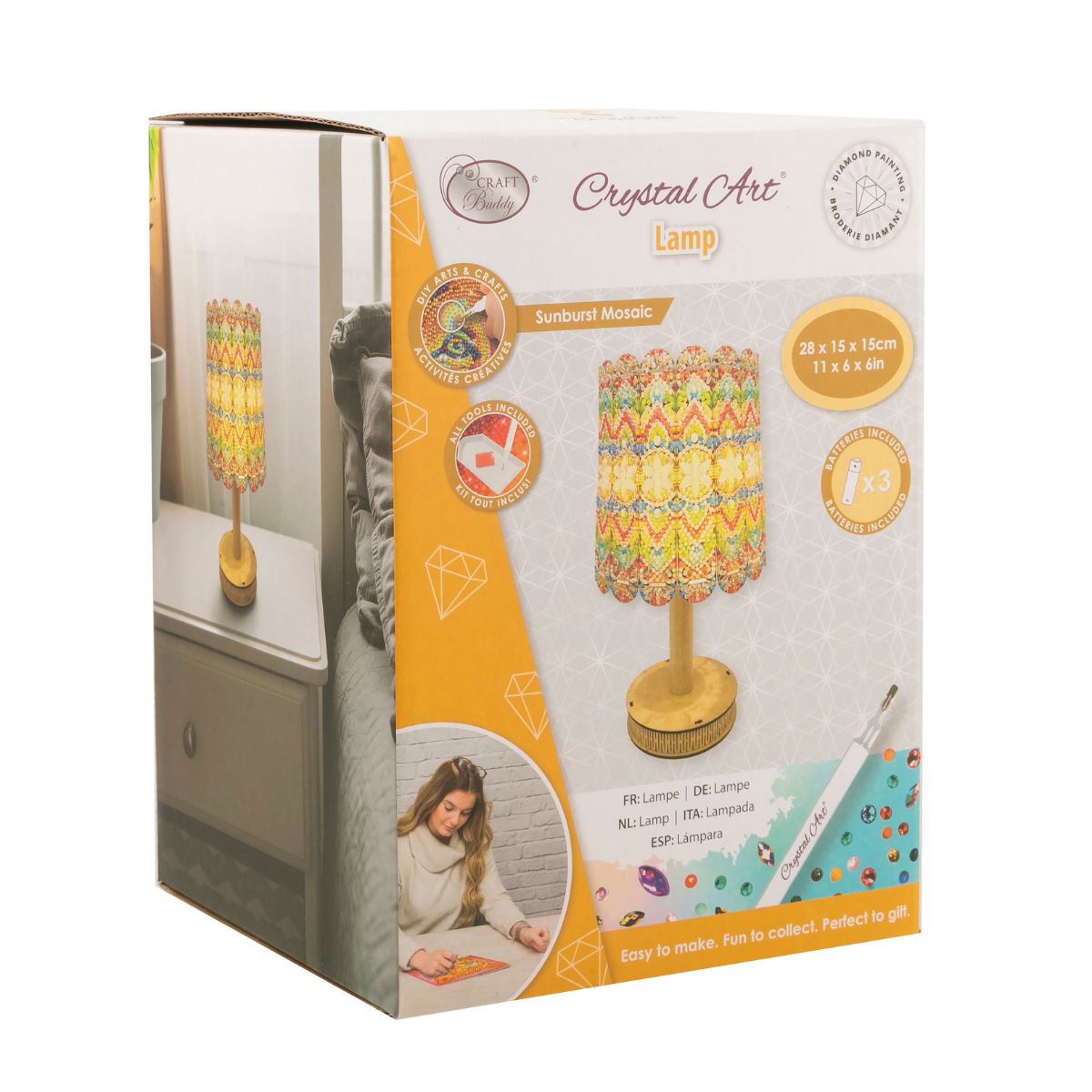 Sunburst mosaic diamond art lamp front packaging